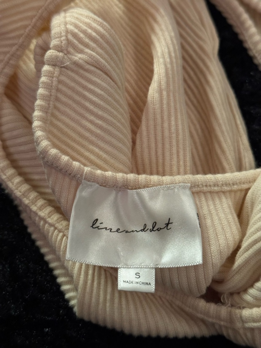 One-Shoulder Ribbed Tank in Cream - Picture 3 of 3